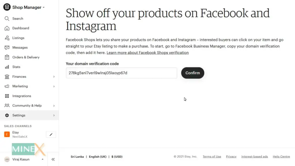 Etsy Facebook shop meta tag code
