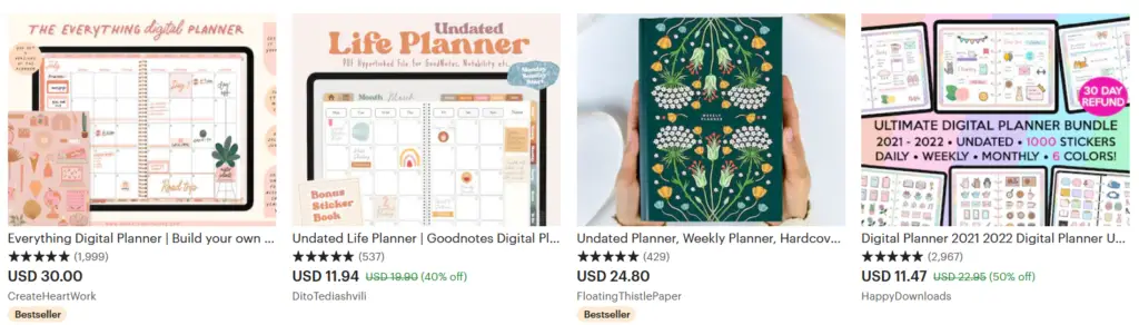 things to sell on Etsy planners